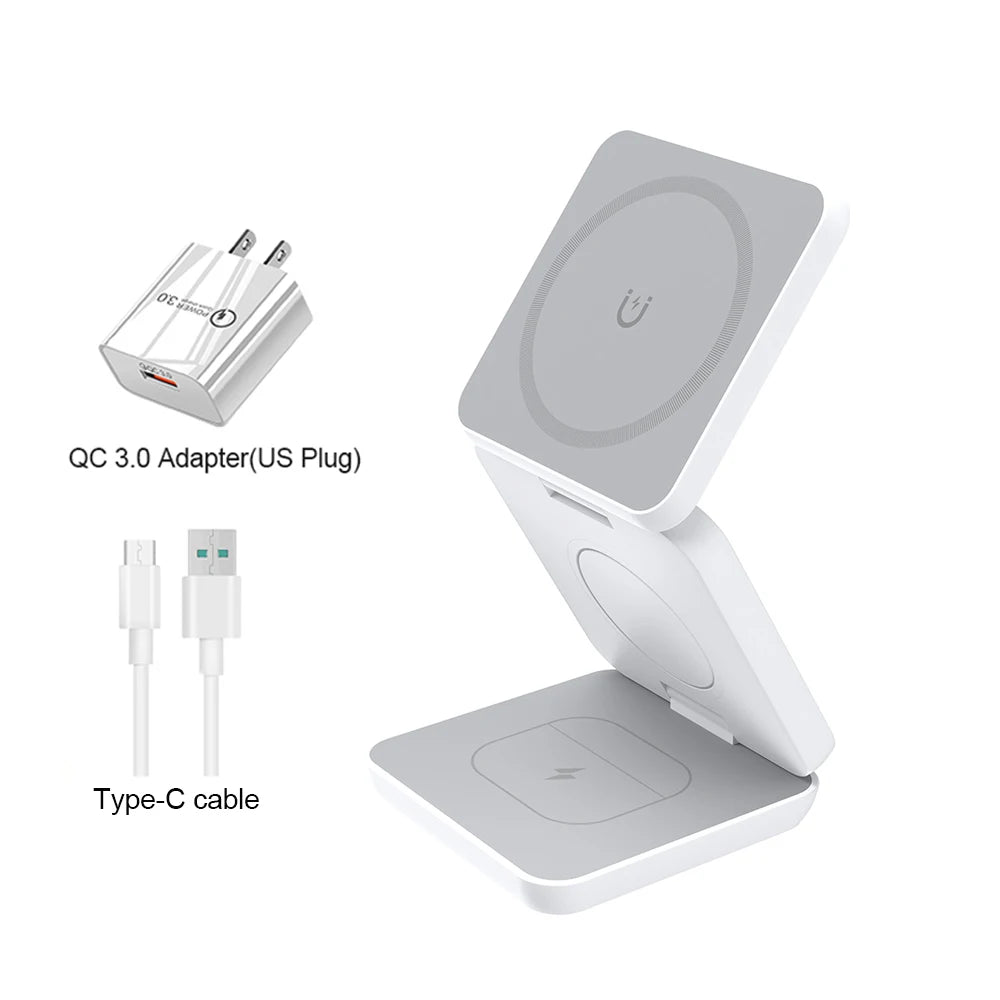 3 in 1 Wireless Charger for Iphone 16 15 Pro 14 13 12 Apple Watch Airpods Magsafe Iphone Charger Stand Fast Wireless Charging