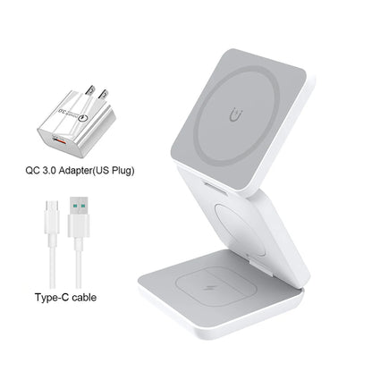 3 in 1 Wireless Charger for Iphone 16 15 Pro 14 13 12 Apple Watch Airpods Magsafe Iphone Charger Stand Fast Wireless Charging